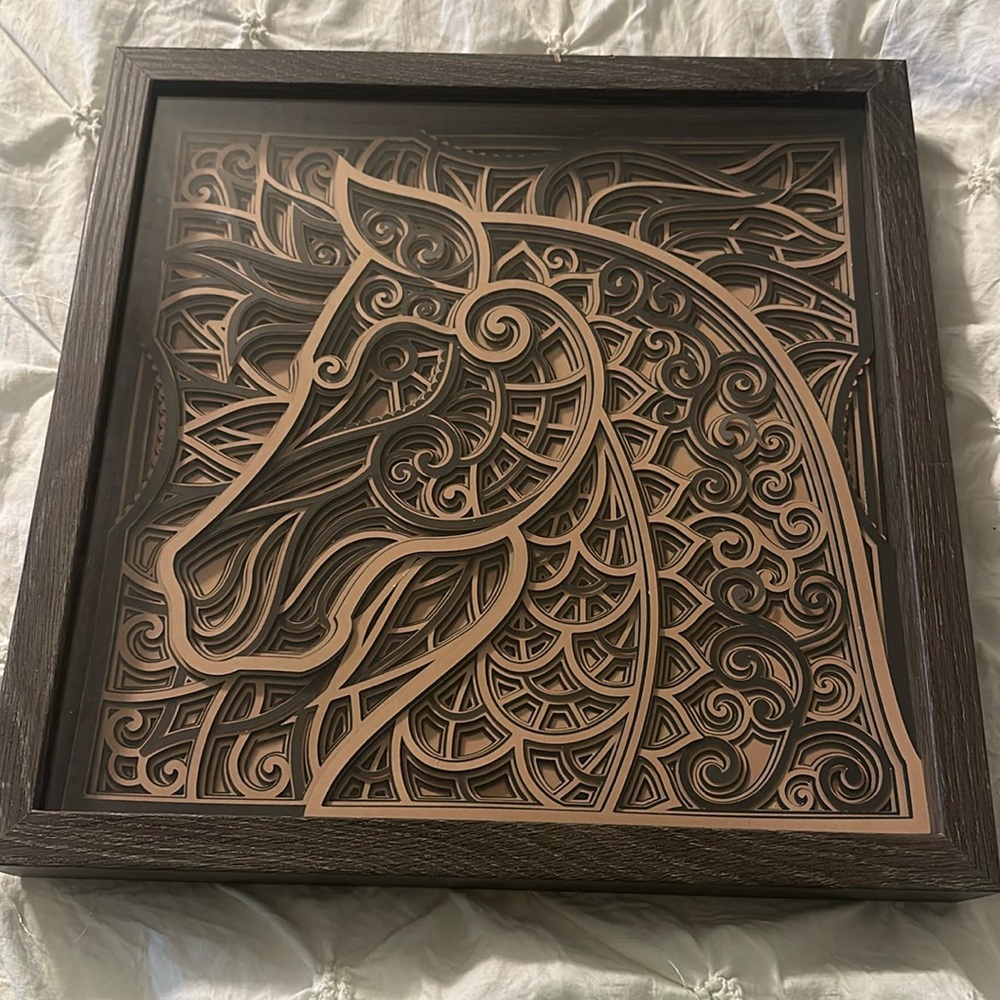 Horse canvas in frame